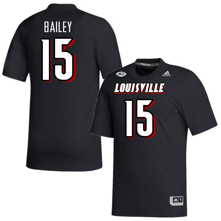 Men #15 Harrison Bailey Louisville Cardinals College Football Jerseys Stitched-Black